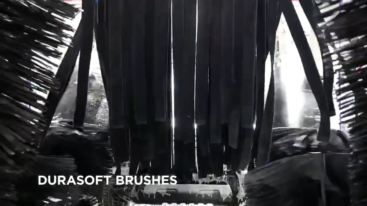Durasoft brushes cleaning a car in Rick’s actual Washed footage