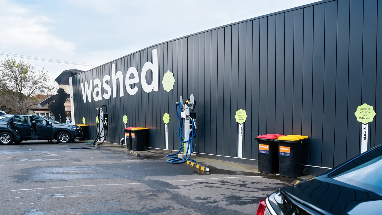 Washed vacuum facilities, with old promotional posters removed