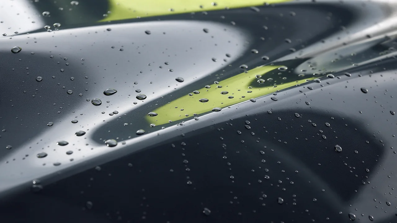 Water beads on a clean car finish